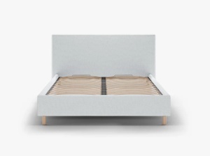 PAT TAPITAT, ELOISE, 180x200, GRI DESCHIS, SOMIERA RABATABILA, CU TAPITERIE DIN TEXTIL STRUCTURAT MOLYBDEN, MICADONI - Img 2