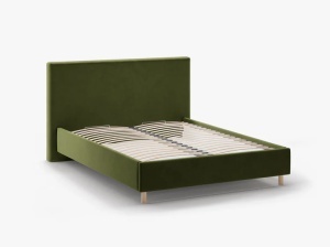 PAT TAPITAT, ELOISE, 180x200, VERDE ARMATA, SOMIERA RABATABILA, CU TAPITERIE DIN CATIFEA MAGIC VELVET, MICADONI - Img 3