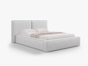 PAT TAPITAT JODIE, 180X200, GRI DESCHIS, SOMIERA RABATABILA, CU TAPITERIE DIN TEXTIL BOUCLE BALOO, MICADONI