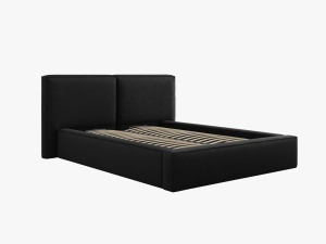 PAT TAPITAT JODIE, 180X200, NEGRU, CU TAPITERIE DIN TEXTIL STRUCTURAT MEGAN, MICADONI