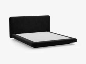 PAT TAPITAT LINEA 140X200, NEGRU, CU TAPITERIE DIN CATIFEA MAGIC VELVET, MICADONI - Img 3
