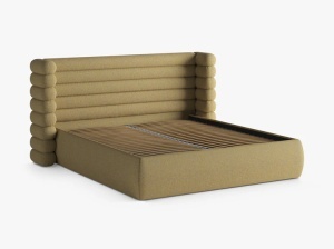 PAT TAPITAT MOUNT, 200X200, MELANJ FLOAREA SOARELUI, SOMIERA RABATABILA, CU TAPITERIE DIN TEXTIL STRUCTURAT PUENTE, MICADONI - Img 3