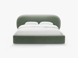 PAT TAPITAT, OVALO, 200x200, VERDE, SOMIERA RABATABILA, CU TAPITERIE DIN CATIFEA MAGIC VELVET, MICADONI - Img 2