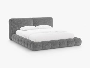 PAT TAPITAT SOLANGE, 160X200, GRI INCHIS, SOMIERA RABATABILA, CU TAPITERIE DIN TEXTIL CHENILLE SILENCIO, MICADONI