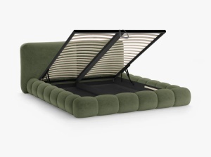 PAT TAPITAT SOLANGE, 160X200, VERDE, SOMIERA RABATABILA, CU TAPITERIE DIN TEXTIL CHENILLE PERFECT HARMONY, MICADONI - Img 5