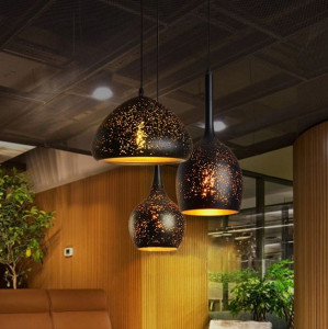 PENDUL EDISON OPENWORK APP234-1CP, 32x30 cm, NEGRU SI AURIU, DIN METAL, STIL MODERN, TU - Img 4