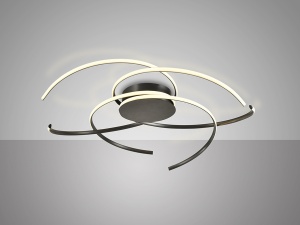 PLAFONIERA CADENCE, CU TELECOMANDA, 100 CM, NEGRU MAT, DIN OTEL SI SILICON, STIL MODERN - Img 2