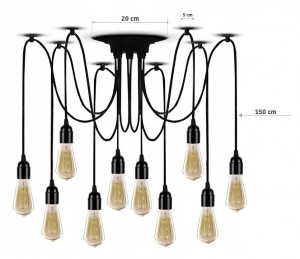 PLAFONIERA SPIDER 12, JDL-03, 20x150 cm, NEGRU, DIN OTEL SI METAL DE INALTA CALITATE, STIL MODERN, TU - Img 7