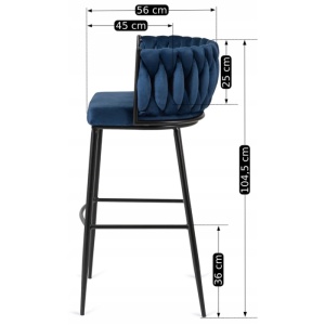 SCAUN BAR, ARTIM MEBLE, REALIZAT DIN CATIFEA SI METAL, CULOARE ALBASTRU/NEGRU, STIL MODERN - Img 8
