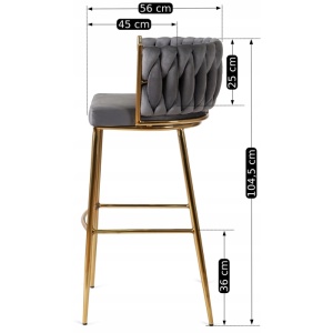 SCAUN BAR, ARTIM MEBLE, REALIZAT DIN CATIFEA SI METAL, CULOARE GRI/AURIU, STIL MODERN - Img 7