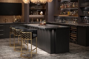 SCAUN BAR, ELEGANCE 180CM, DIN CATIFEA SI METAL, CULOARE NEGRU/AURIU, ARTIM GROUP SELECTION - Img 3