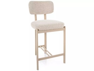 SCAUN BAR MISAKI H2, BEJ DESCHIS 255/CREM, TAPITERIE DIN TEXTIL SI PICIOARE DIN METAL, STIL MODERN
