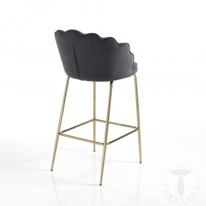 SCAUN BAR, SHELL 92CM, CADRUL DIN METAL SI CATIFEA GRI, STIL MODERN, COD 4337 - Img 3
