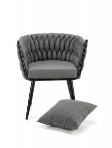 SCAUN CONFORTABIL AVATAR, GRI/NEGRU, TAPITERIE DIN STOFA SI PICIOARE DIN METAL, STIL MODERN - Img 2