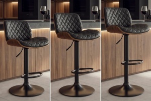 SCAUN DE BAR CHICAGO ROTATIV, DIN METAL, FURNIR SI PIELE ECO, CULOARE MARO/NEGRU, INVICTA INTERIOR - Img 7