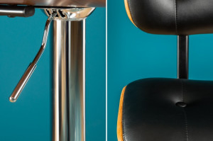 SCAUN DE BAR, CLASSICO NEGRU/NUC 115CM, STIL RETRO VINTAGE - Img 6