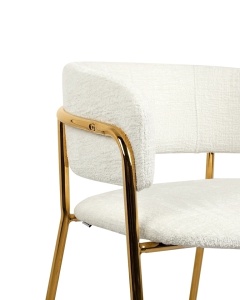 SCAUN DE BAR DELTA 65 ALB/AURIU, CU TAPITERIE DIN TEXTIL, STIL MODERN - Img 3