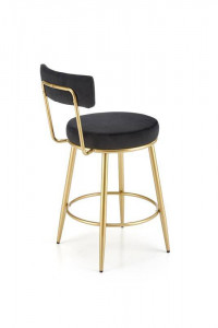 SCAUN DE BAR H115, NEGRU/AURIU, TAPITERIE DIN CATIFEA SI PICIOARE DIN METAL, STIL MODERN - Img 3