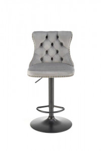 SCAUN DE BAR H117, GRI/NEGRU, TAPITERIE DIN CATIFEA SI PICIOARE DIN METAL, STIL MODERN - Img 4