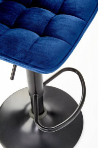 SCAUN DE BAR H95, ALBASTRU/NEGRU, TAPITERIE DIN CATIFEA SI PICIOARE DIN METAL, STIL MODERN - Img 5