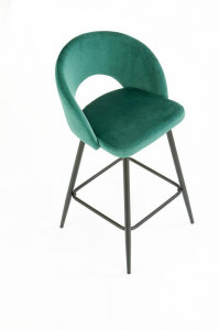 SCAUN DE BAR H96, VERDE/NEGRU, TAPITERIE DIN CATIFEA SI PICIOARE DIN METAL, STIL MODERN - Img 2
