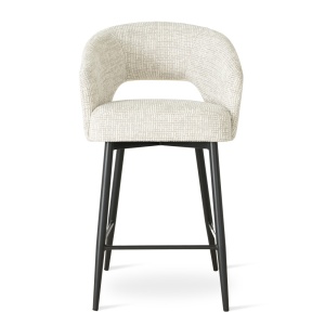 SCAUN DE BAR, INES SUPREME L 70 CM, CREM/NEGRU, TAPITERIE DIN TEXTIL, SPUMA, ARCURI SI METAL, STIL MODERN - Img 2
