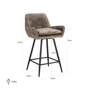 SCAUN DE BAR, LINSEY S4751, STONE CHENILLE NIAGARA 104, CONFECTIONAT DIN 100% POLIESTER, SPUMA, METAL SI PLACAJ, RICHMOND INTERIORS - Img 3