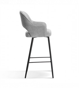 SCAUN DE BAR MERCY, 70 CM, GRI/NEGRU, TAPITERIE DIN STOFA SI PICIOARE DIN METAL, STIL MODERN - Img 4