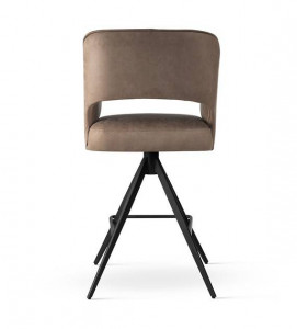 SCAUN DE BAR MERCY SUPREME TWIST, 60 CM, BEJ INCHIS/NEGRU, TAPITERIE DIN CATIFEA SI PICIOARE DIN METAL, STIL MODERN - Img 3