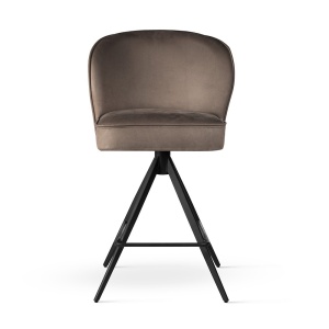 SCAUN DE BAR PIVOTANT, AINE SUPREME TWIST 60 CM, BEJ/NEGRU, TAPITERIE DIN TEXTIL, SPUMA, ARCURI SI METAL, STIL MODERN - Img 2