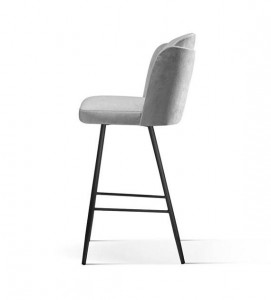 SCAUN DE BAR PIVOTANT BEETLE, 60 CM, GRI/NEGRU, TAPITERIE DIN CATIFEA SI PICIOARE DIN METAL, STIL MODERN - Img 4