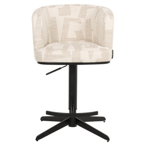 SCAUN DE BAR ROTATIV CHEYENNE BEIGE GRAFIC, S4785, CONFECTIONAT DIN METAL, SPUMA, PLACAJ SI 100% POLIESTER, RICHMOND INTERIORS - Img 4