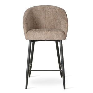 SCAUN DE BAR, SENI SUPREME L 70 CM, BEJ/NEGRU, TAPITERIE DIN TEXTIL, SPUMA, ARCURI SI METAL, STIL MODERN - Img 2