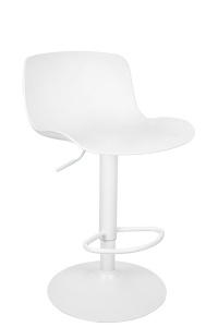SCAUN DE BAR STOR, REGLABIL, ALB, CONFECTIONAT DIN PLASTIC SI METAL, STIL MODERN - Img 2