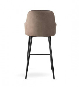 SCAUN DE BAR TULIP SUPREME, 70 CM, BEJ INCHIS/NEGRU, TAPITERIE DIN CATIFEA SI PICIOARE DIN METAL, STIL MODERN - Img 3