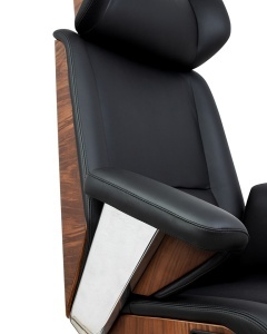 SCAUN DE BIROU COMANDOR, NEGRU/MARO, CONFECTIONAT DIN PIELE NATURALA, PLASTIC SI METAL, STIL MODERN - Img 6