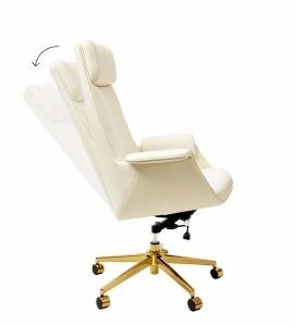 SCAUN DE BIROU DE LUX, ARTIM ADMIRAL, REALIZAT PIELE ECO DE CALITATE SI METAL, CULOARE ECRU/AURIU, STIL MODERN - Img 4