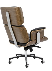 SCAUN DE BIROU DE LUX, ARTIM LOUNGE BUSINESS, REALIZAT PIELE NATURALA ITALIANA SI LEMN, CULOARE NEGRU/NUC, STIL EAMES - Img 8