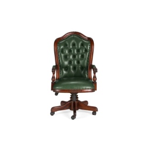 SCAUN DE BIROU DE LUX CAMBRIDGE, REALIZAT DIN LEMN MASIV SI PIELE NATURALA, CULOARE MARO/VERDE, ARTIM SELECTION - Img 5