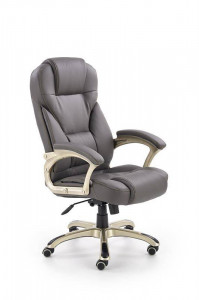 SCAUN DE BIROU DESMOND, GRI/CROM, TAPITERIE DIN PIELE ECOLOGICA SI PICIOARE DIN METAL, STIL MODERN