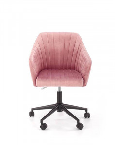 SCAUN DE BIROU FRESCO, ROZ/NEGRU, TAPITERIE DIN CATIFEA SI PICIOARE DIN METAL, STIL MODERN - Img 2