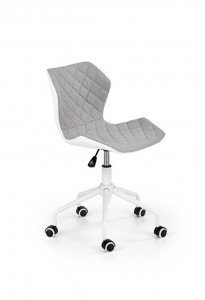 SCAUN DE BIROU MATRIX 3, GRI/ALB, TAPITERIE DIN PIELE ECOLOGICA/STOFA SI PICIOARE DIN METAL, STIL MODERN