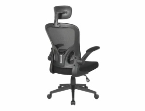 SCAUN DE BIROU PIVOTANT Q-060, NEGRU/NEGRU, TAPITERIE DIN STOFA SI PLASA SI PICIOR DIN PLASTIC, STIL MODERN - Img 3