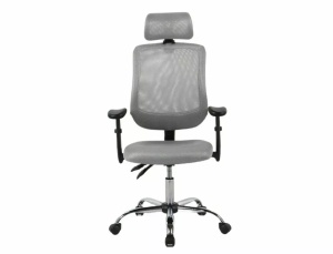SCAUN DE BIROU PIVOTANT Q-118R, GRI/CROM, TAPITERIE DIN STOFA SI PLASA SI PICIOR DIN METAL, STIL MODERN - Img 3