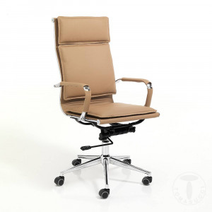 SCAUN DE BIROU, PREMIER TAUPE, STIL MODERN, METAL SI PIELE ECO, COD 4405