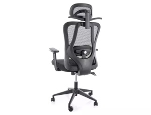 SCAUN DE BIROU Q-080, NEGRU, CU FUNCTIE MULTIBLOC, TAPITERIE DIN TEXTIL SI PICIOR DIN METAL, STIL MODERN - Img 3