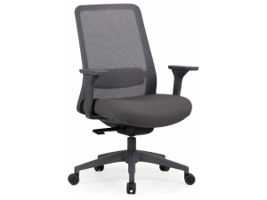 SCAUN DE BIROU, Q-718 GRI, FUNCTIE MULTIBLOCK, CU TAPITERIE DIN TEXTIL SI PLASA SI PICIOR DIN METAL, STIL MODERN