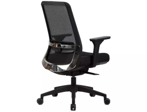 SCAUN DE BIROU, Q-718 NEGRU, FUNCTIE MULTIBLOCK, CU TAPITERIE DIN TEXTIL SI PLASA SI PICIOR DIN METAL, STIL MODERN - Img 2