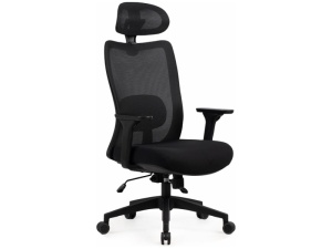 SCAUN DE BIROU, Q-724H NEGRU, FUNCTIE MULTIBLOCK, CU TAPITERIE DIN TEXTIL SI PLASA SI PICIOR DIN METAL, STIL MODERN