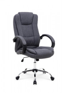 SCAUN DE BIROU RELAX 2, GRI/CROM, TAPITERIE DIN STOFA SI PICIOARE DIN METAL, STIL MODERN